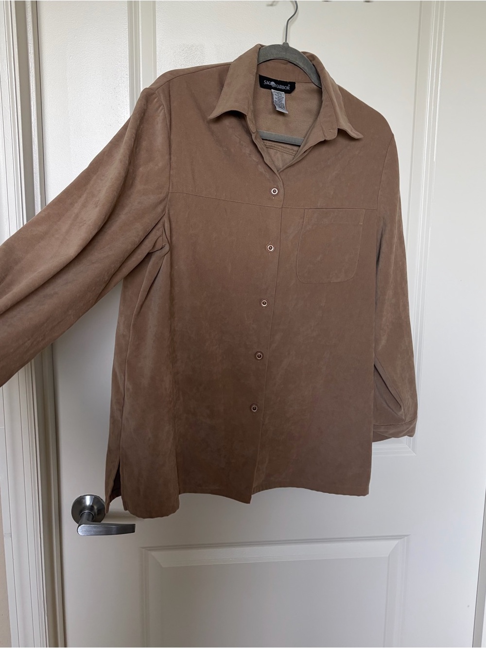 Sag Harbor Men's Suede Button-Front Jacket - Brown - Picture 5 of 6